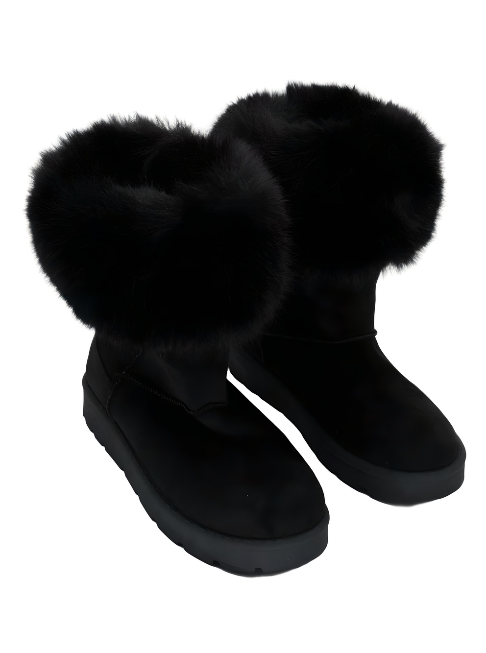 Journee Collection Womens Shanay Black Faux Fur Trim Winter Boots Size 7